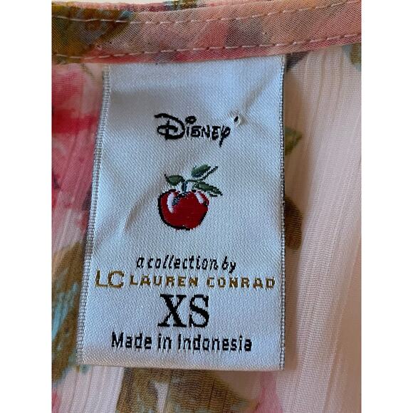 Disney Collection by LC Lauren Conrad Blouse Snow White Sz XS Floral Fairycore - Picture 2 of 9